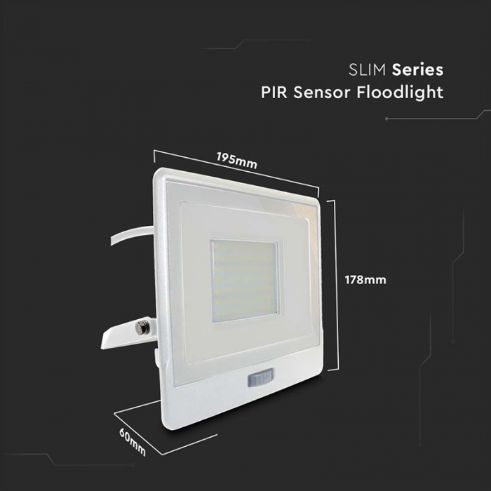 REFLECTOR LED SMD 50W 4000K IP65 CU SENZOR MISCARE - ALB [9]