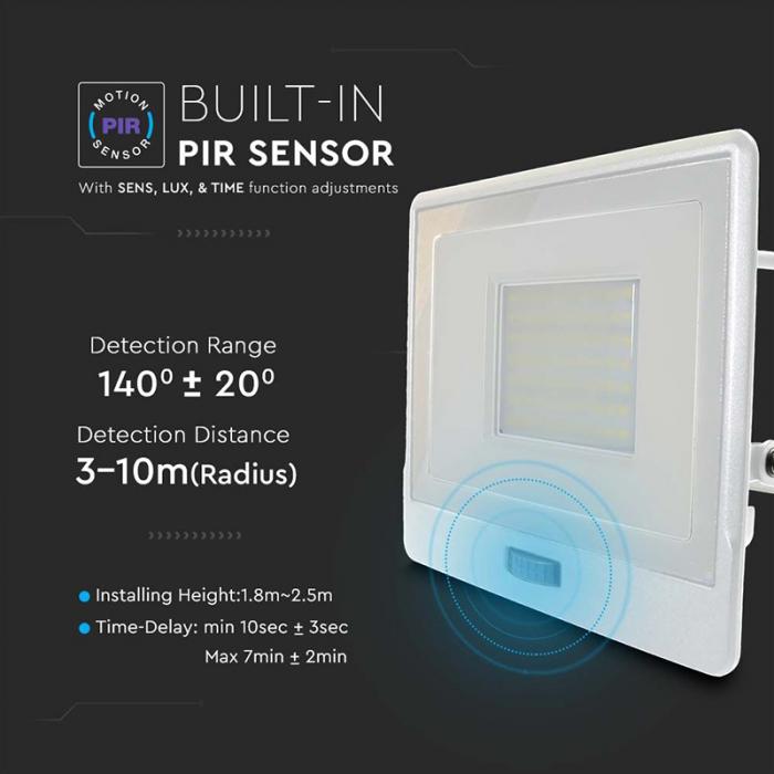 REFLECTOR LED SMD 50W 4000K IP65 CU SENZOR MISCARE - ALB [11]