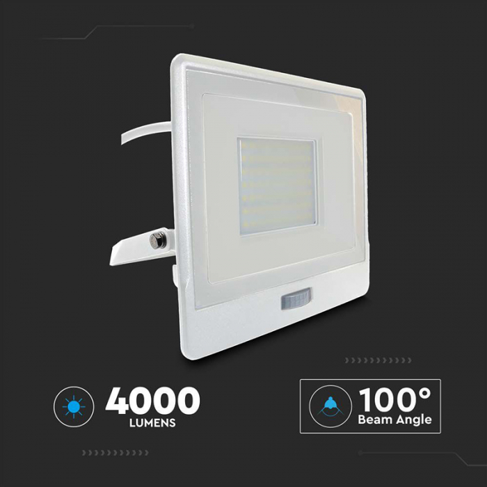 REFLECTOR LED SMD 50W 4000K IP65 CU SENZOR MISCARE - ALB [4]