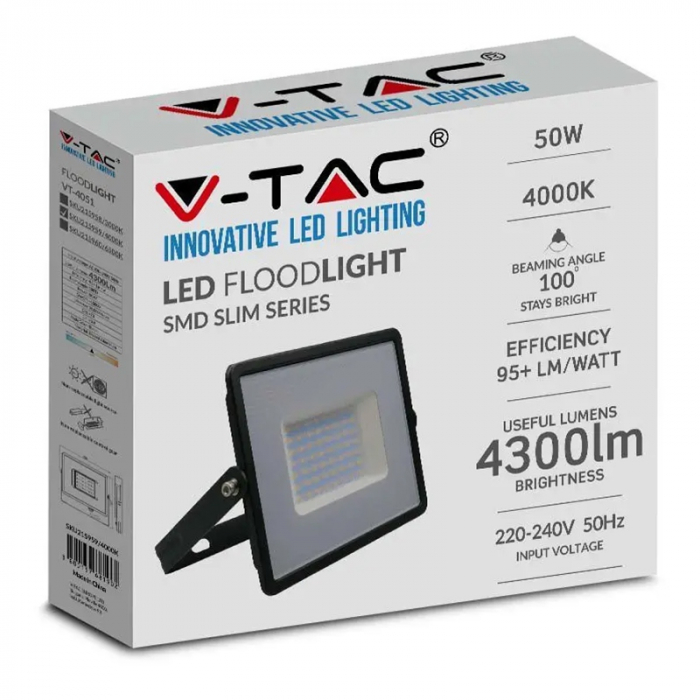 REFLECTOR LED SMD 50W 4000K IP65 - NEGRU [5]