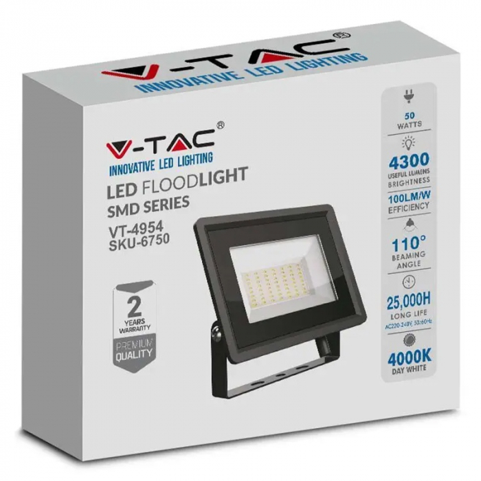REFLECTOR LED SMD 50W 4000K IP65 - NEGRU [4]