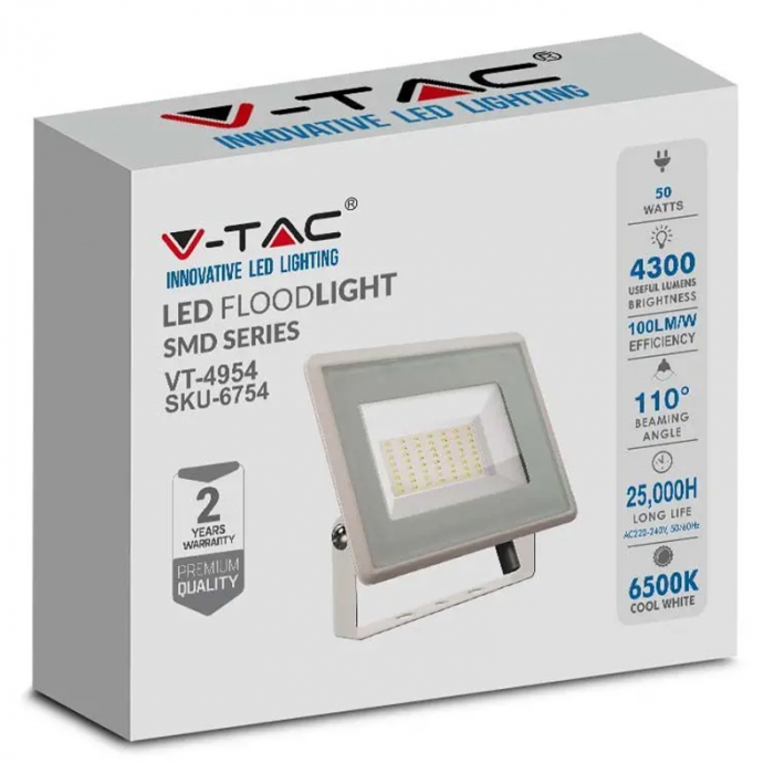 REFLECTOR LED SMD 50W 6500K IP65 - ALB [4]