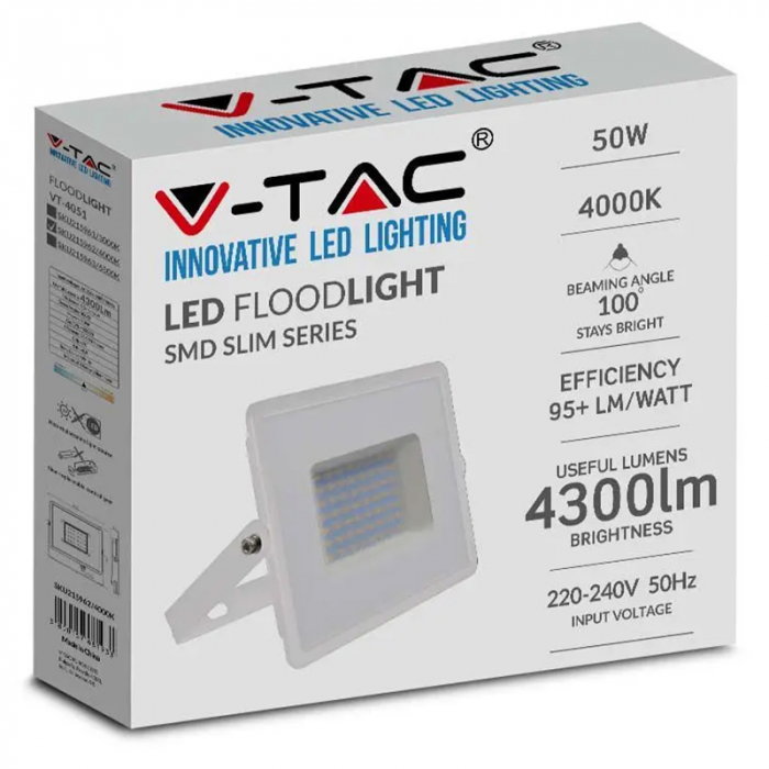 REFLECTOR LED SMD 50W 6500K IP65 - ALB [5]