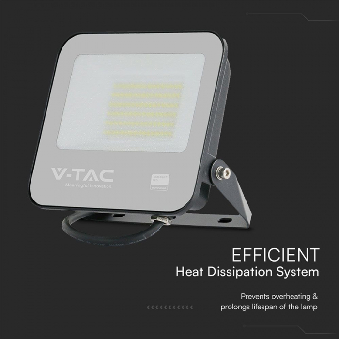 Reflector LED SMD, 50W, 6500K, IP65, cablu 1m, cip Samsung, gri, V-TAC, SKU-23600 [7]