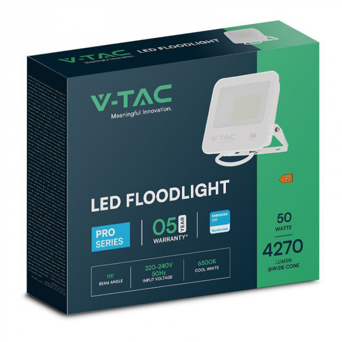 Reflector LED SMD, 50W, 6500K, IP65, cip Samsung, alb/gri, V-TAC, SKU-23690 [4]