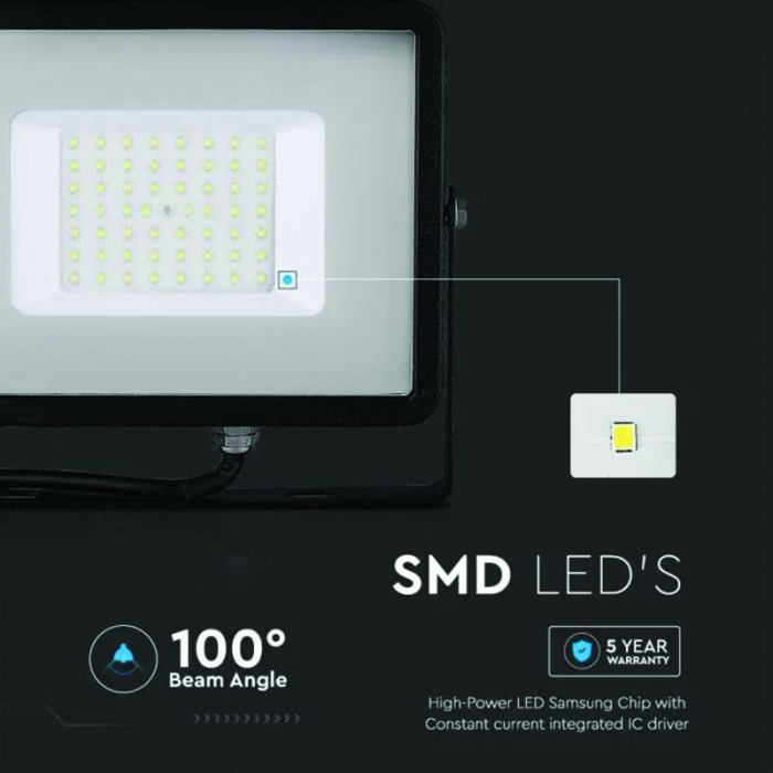 REFLECTOR LED SMD 50W 6500K IP65 CIP SAMSUNG - NEGRU [4]