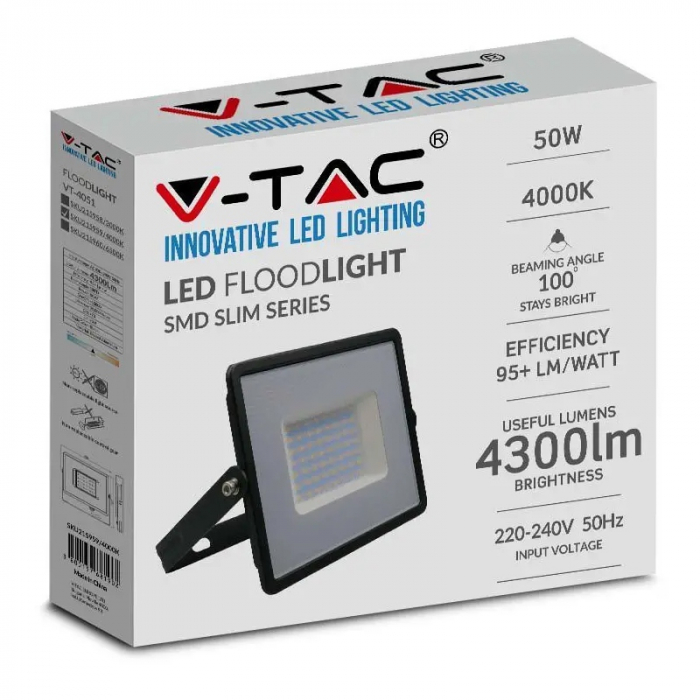 REFLECTOR LED SMD 50W 6500K IP65 - NEGRU [4]