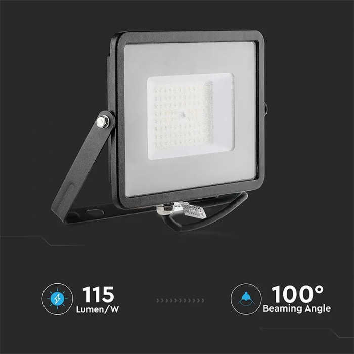 REFLECTOR LED SMD SLIM 50W 115LM/W 6400K IP65 NEGRU, CIP SAMSUNG [4]