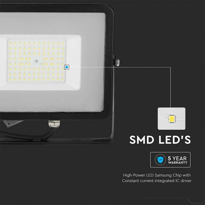 REFLECTOR LED SMD SLIM 50W 115LM/W 6400K IP65 NEGRU, CIP SAMSUNG [12]