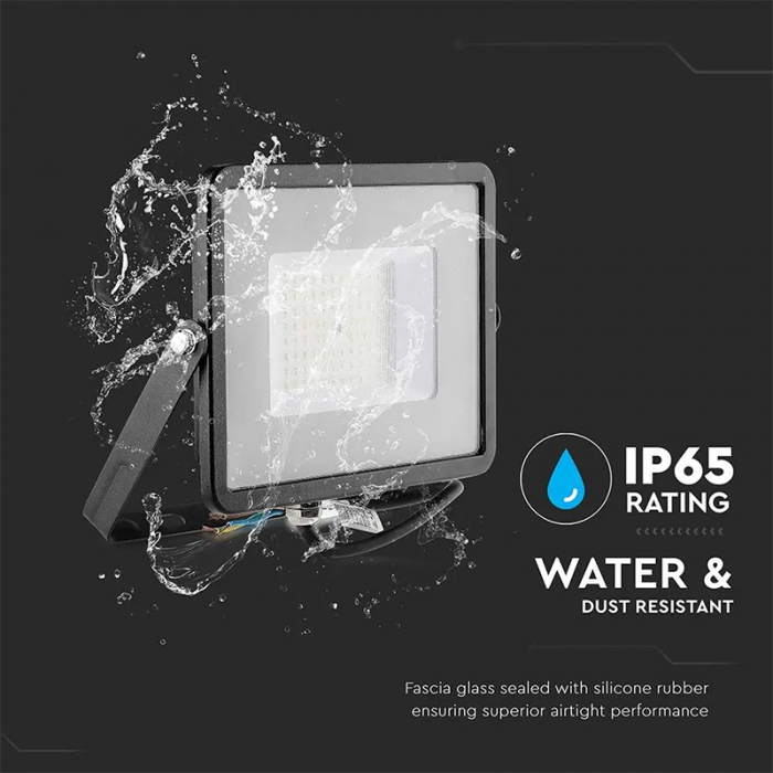 REFLECTOR LED SMD SLIM 50W 115LM/W 6400K IP65 NEGRU, CIP SAMSUNG [15]