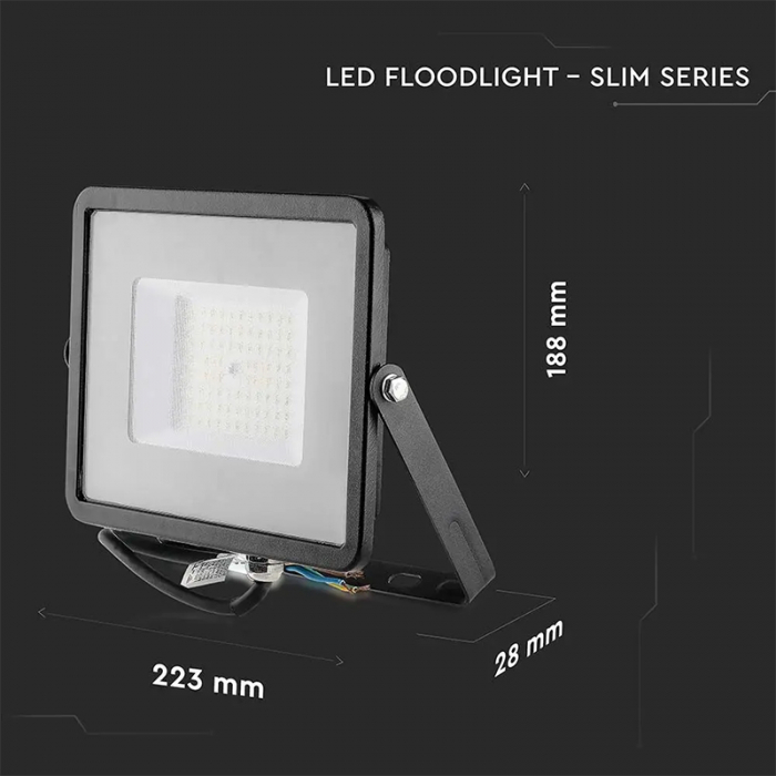 REFLECTOR LED SMD SLIM 50W 115LM/W 6400K IP65 NEGRU, CIP SAMSUNG [11]