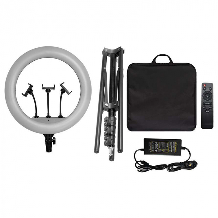 SELFIE RING LIGHT 55W CU TREPIED SI SUPORT 3 TELEFOANE [7]