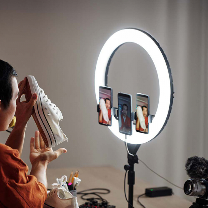 SELFIE RING LIGHT 55W CU TREPIED SI SUPORT 3 TELEFOANE [4]