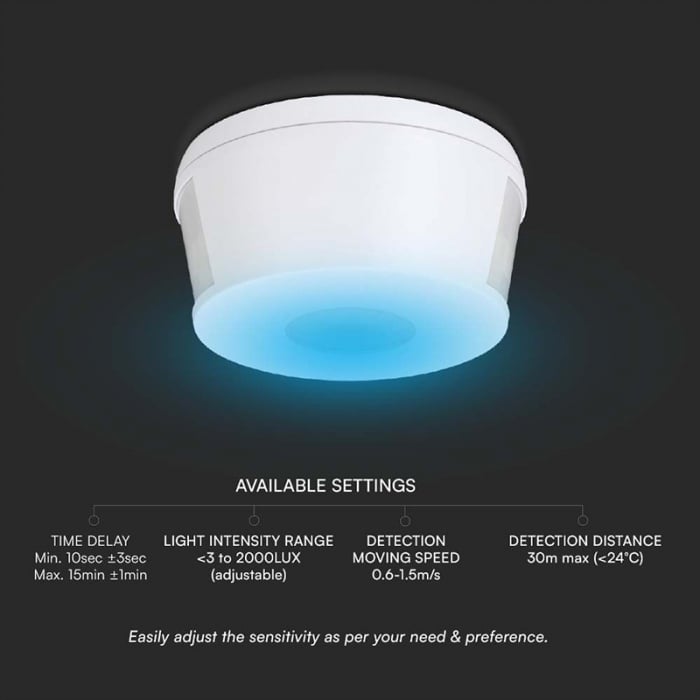 SENZOR DE MISCARE 1000W 360GR IP20 - ALB [6]