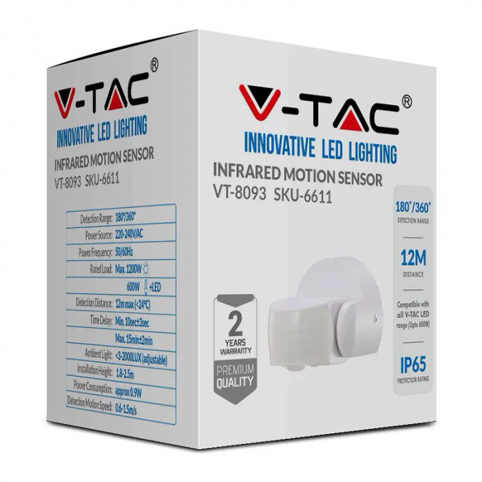 SENZOR DE MISCARE 180/360GR - ALB [3]