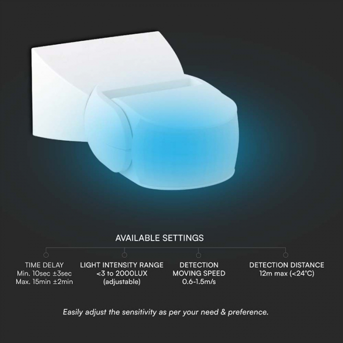SENZOR DE MISCARE 300W 180GR IP65 - ALB [6]