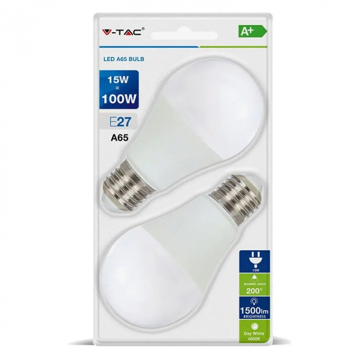 Set 2 becuri led GU10 6W 6400K alb rece V-tac [2]