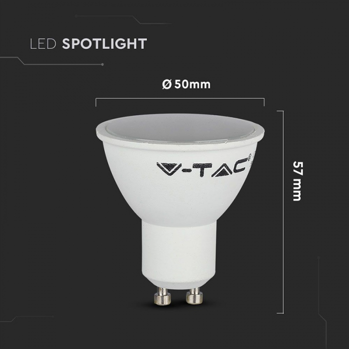 Set 2 becuri led GU10 6W 6400K alb rece V-tac [6]