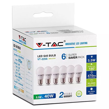 SET 6 BECURI E27 G45 5.5W 4000K ALB NEUTRU [1]