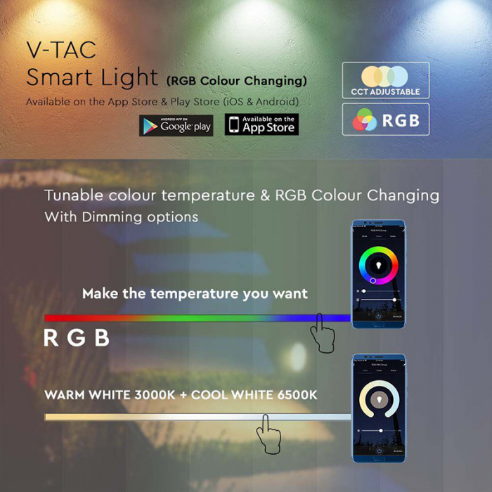 Set corp iluminat led RGB, 3in1, 5.2w, ip65, negru, V-TAC 3015 [8]