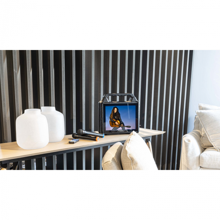 SET PORTABIL KARAOKE CU ECRAN INCORPORAT 14.1" SI 2 MIC WIRELESS [7]