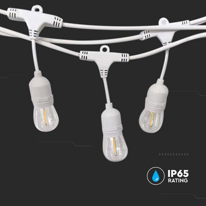 Ghirlanda luminoasa 10 socluri pentru becuri E27, 15 metri, protectie IP65, V-TAC, alb [6]