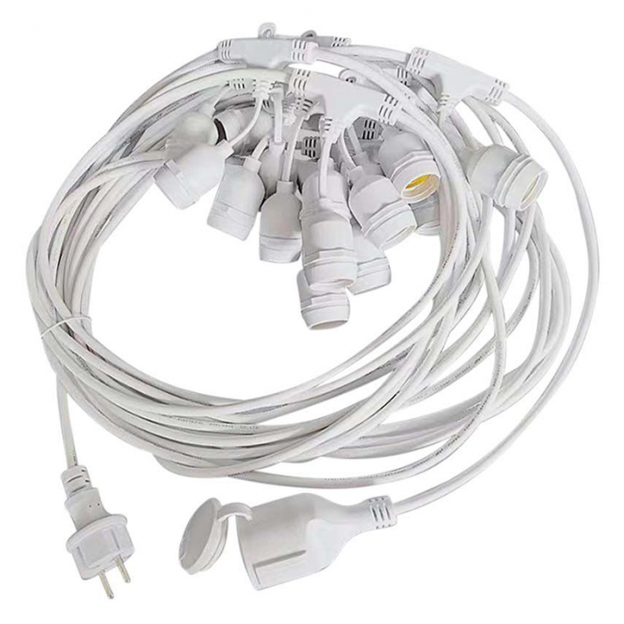 Ghirlanda luminoasa 10 socluri pentru becuri E27, 15 metri, protectie IP65, V-TAC, alb [3]