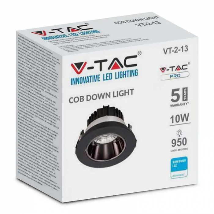 Spot LED 10W, 4000K, alb neutru, negru, V-TAC [6]