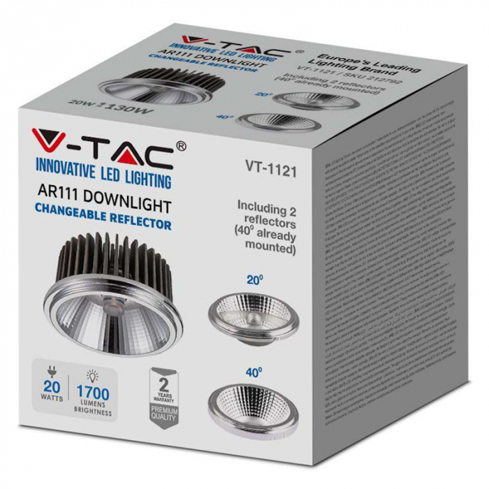 Spot led ar111 20w 6400k, alb rece, V-Tac [8]