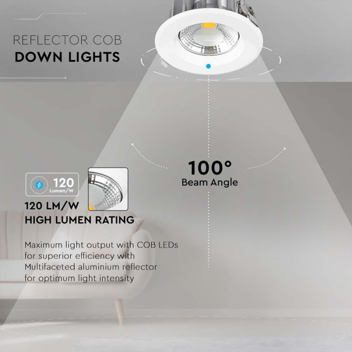 Spot LED COB, incorporabil, 30W, 4500K, alb neutru, V-TAC [4]