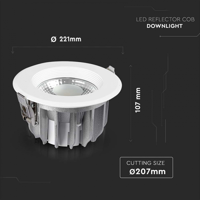 Spot LED COB, incorporabil, 40W, 4500K, alb neutru, V-TAC [15]