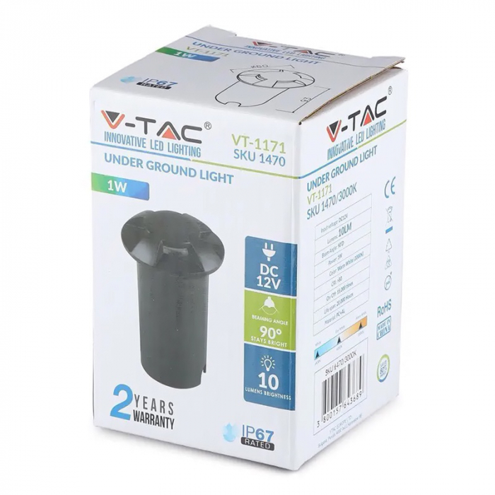 Spot led steplight, 1w, 6400k, alb rece, V-TAC 1472 [7]