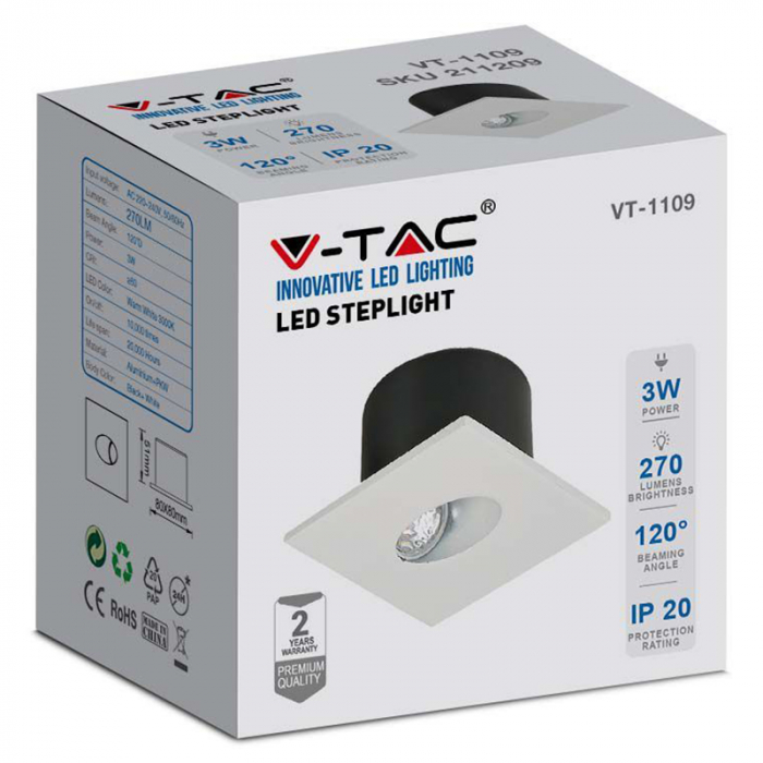 Corp spot de iluminat LED pentru scări, 3W, 4000K, alb neutru, V-TAC 211210 [9]