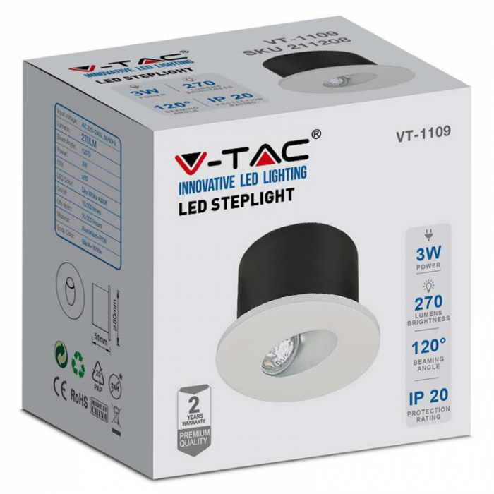 SPOT LED STEPLIGHT 3W 4000K ALB NEUTRU [3]