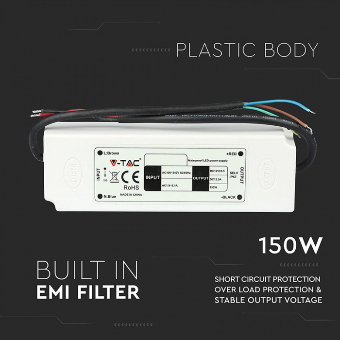 SURSA ALIMENTARE BANDA LED 12V 12.5A 150W IP67 [6]