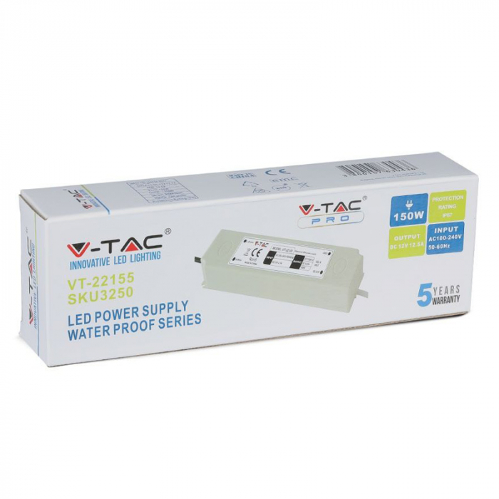 Sursa alimentare banda LED 12V 12.5A 150W IP67 V-Tac [5]