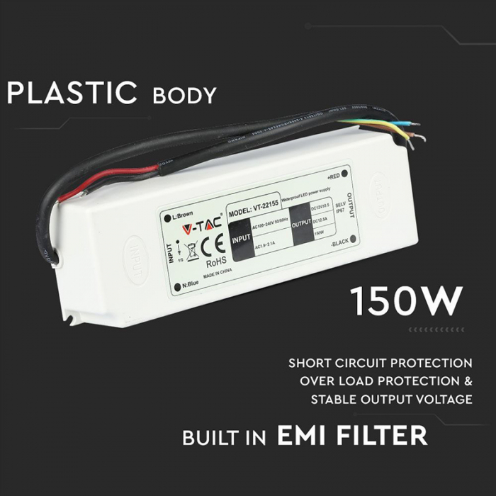 Sursa alimentare banda LED 12V 12.5A 150W IP67 V-Tac [7]