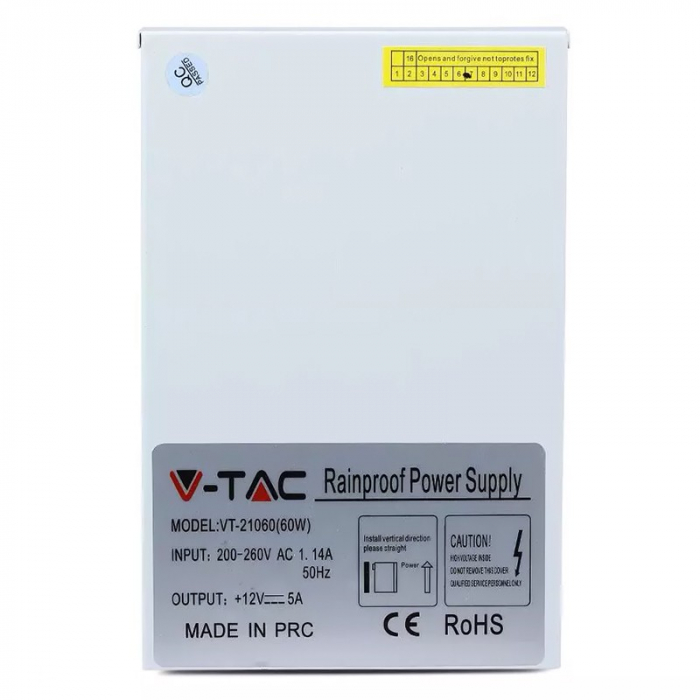 Sursa alimentare banda LED 12V 5A 60W IP44 V-Tac [3]