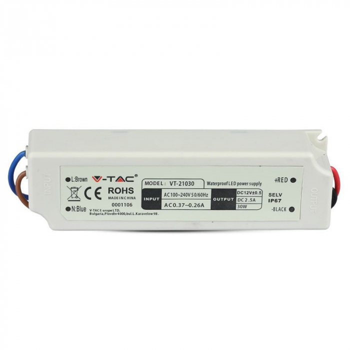 Sursa alimentare slim 12V 30W 2.5A IP67 V-Tac [3]