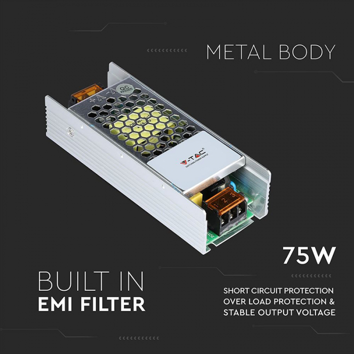 Sursa alimentare SMPS slim 12V 6A 75W V-Tac 3247 [7]