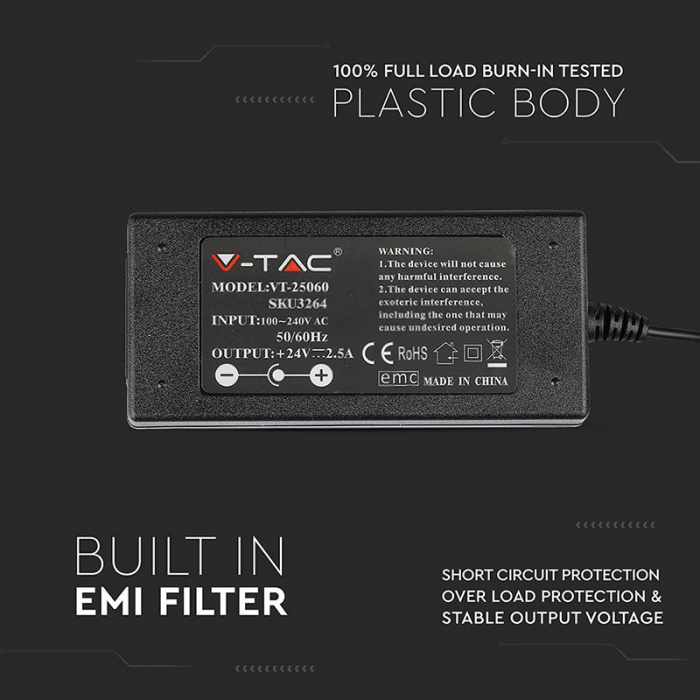 Sursa alimentare smps slim 24v 2.5a 60w V-tac [8]