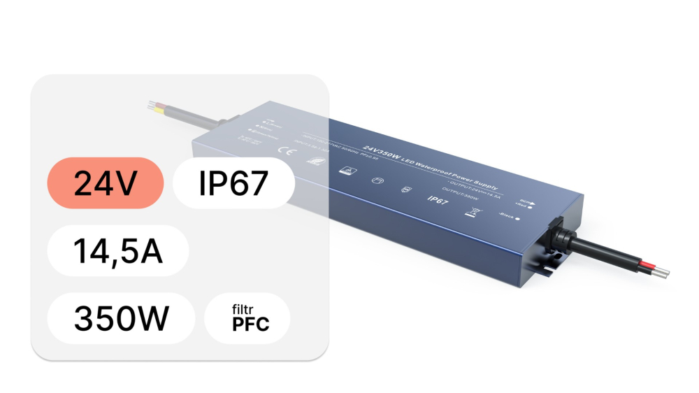 Sursa de alimentare IP67, 350W, 24V, 14.5A, 7 Ani Garantie [2]