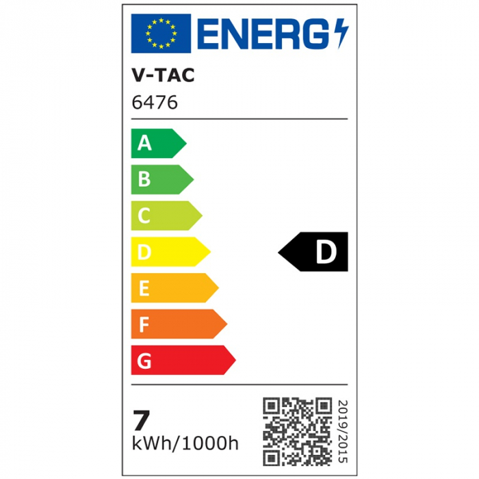 Tub led t8 7w 60cm 6400k alb rece - 160lm/watt V-tac [5]