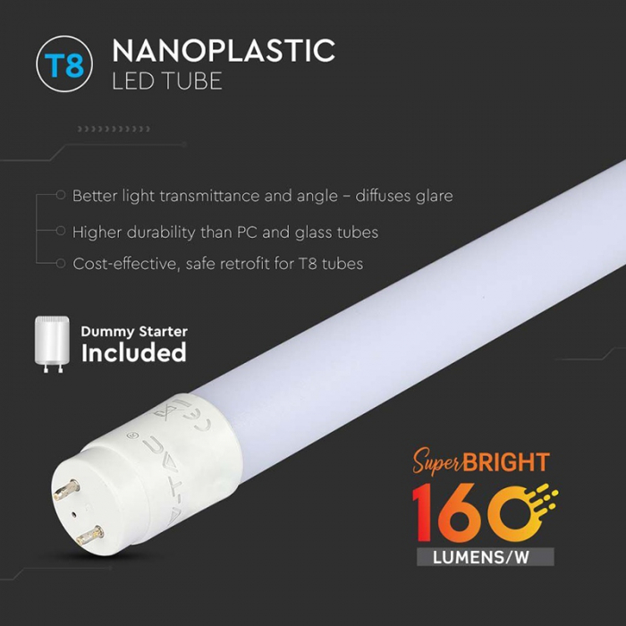Tub led T8 7W 60cm 6500K alb rece - 160lm/watt V-tac [6]