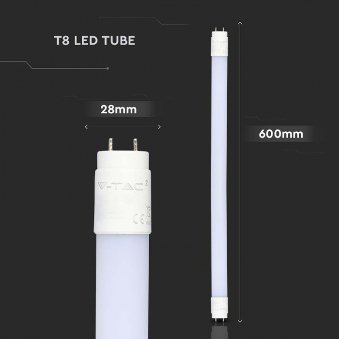 Tub led T8 7W 60cm 6500K alb rece - 160lm/watt V-tac [5]