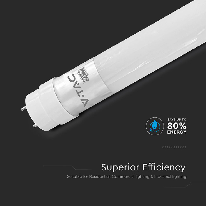 TUB LED T8 G13 PLASTIC 18W 120CM 6400K ALB RECE, CIP CREE [8]