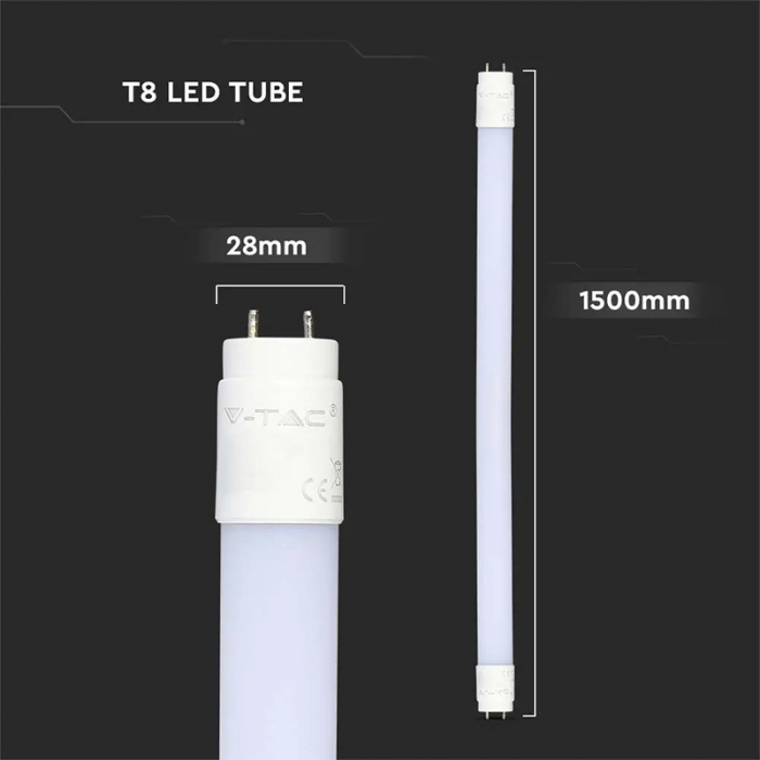 Tub led t8 g13 plastic 20w 150cm 6500k alb rece, cip samsung V-tac [4]