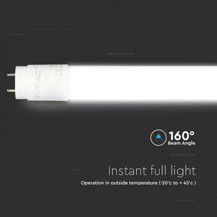 Tub led t8 g13 plastic 24w 150cm 6500k alb rece, cip samsung V-tac [6]