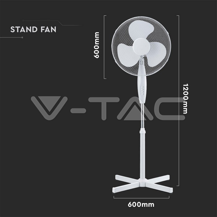 Ventilator cu Picior Reglabil 120 cm, 40W, 3 Trepte de Viteză – Silențios, Alb Elegant [2]