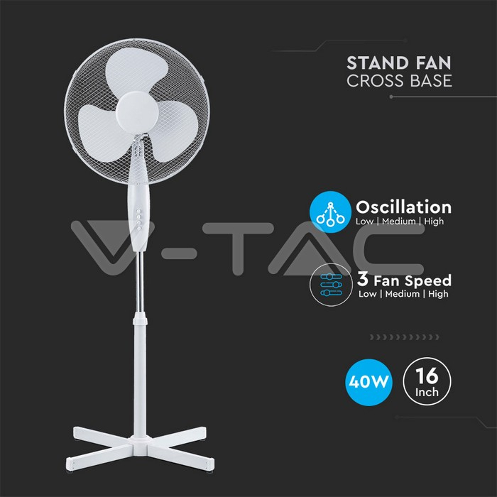 Ventilator cu Picior Reglabil 120 cm, 40W, 3 Trepte de Viteză – Silențios, Alb Elegant [3]